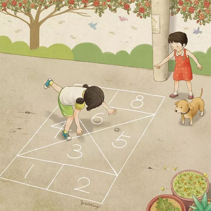 韩国有位插画师用他的画笔，描绘了两个孩子无忧无虑的童年