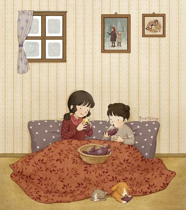 韩国有位插画师用他的画笔，描绘了两个孩子无忧无虑的童年