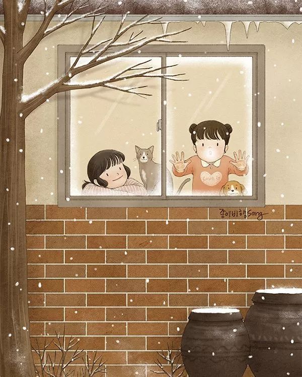 韩国有位插画师用他的画笔，描绘了两个孩子无忧无虑的童年